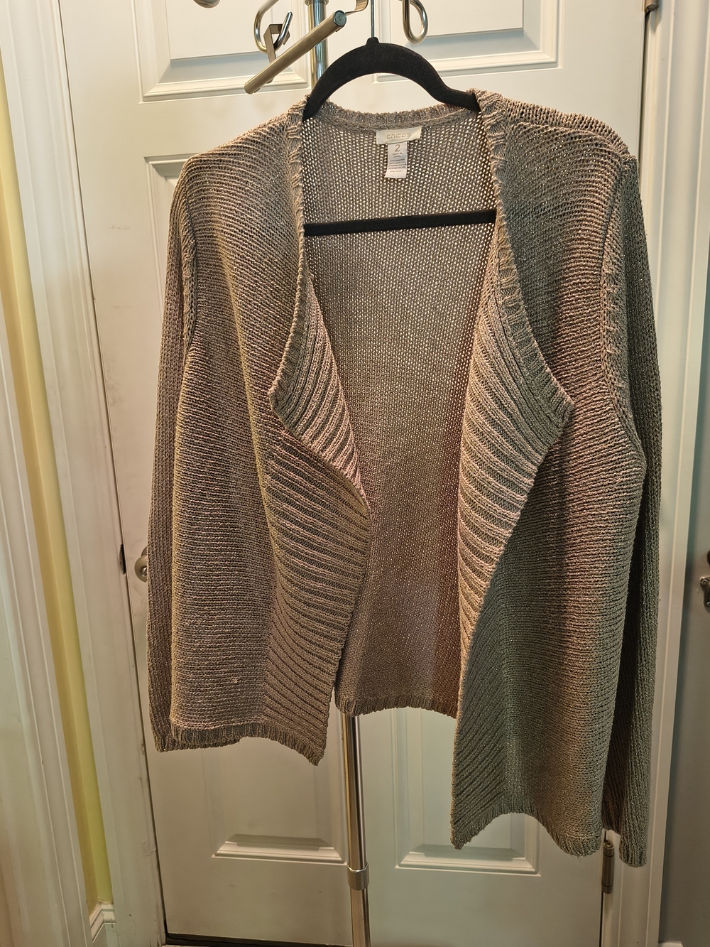 Chico's Open-Front Cardigan Sweater in Taupe